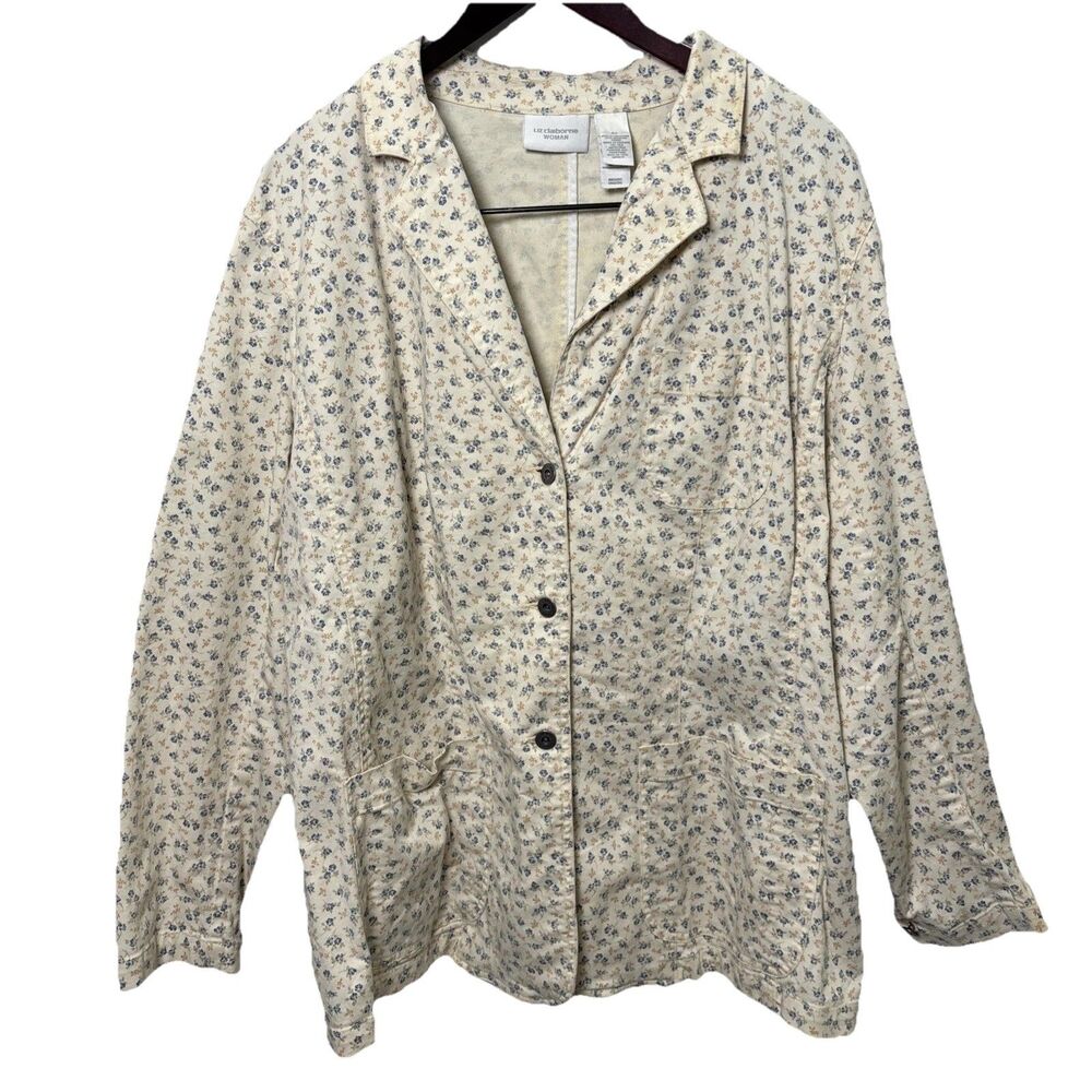 Liz Claiborne 2X Vintage Floral Oversized Blazer Shacket Cottagecore